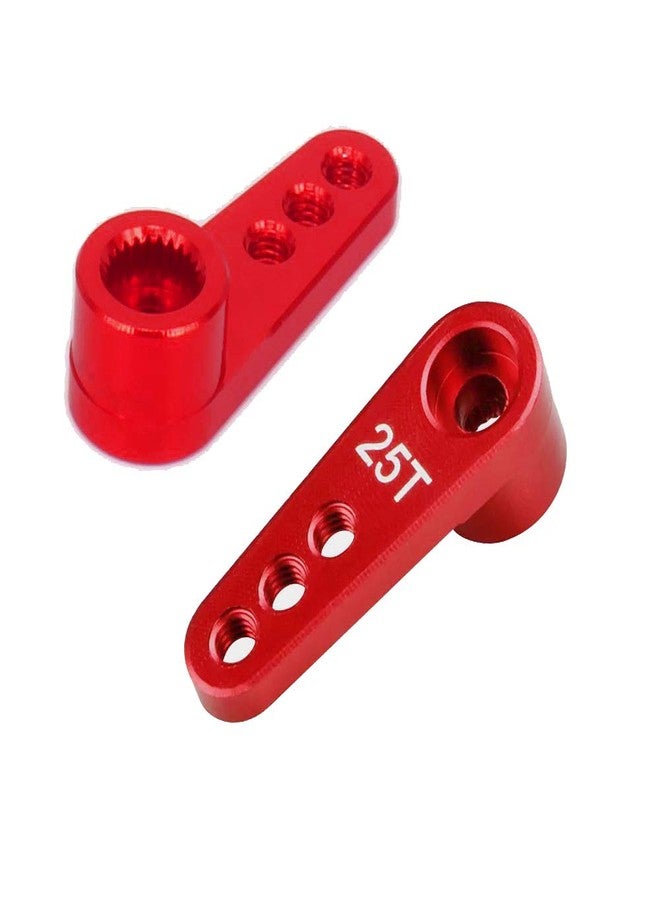 Share Goo ShareGoo 2PCS Metal 25T Servo Horn M3 Threads Steering Arm Server Rocker Compatible with Futaba Savox Power HD HSP Servos Motor 1/8 1/10 RC Car Truck,Red - Image 4